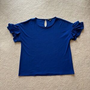 INC Blue Ruffle Sleeve Top